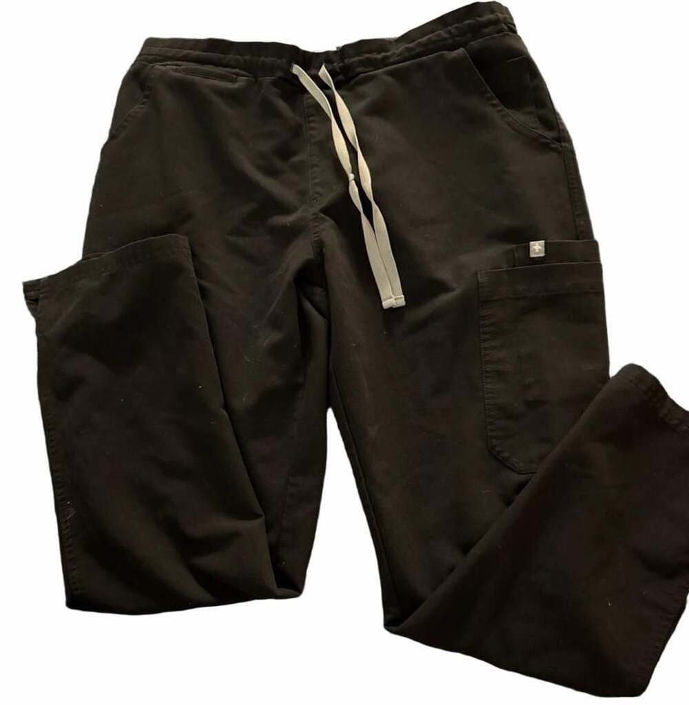 Figs Scrub Pants Size M/P Black Technical Collection Drawstring